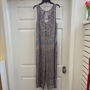 Floral Sleeveless Maxi Dress - Blue and Orange